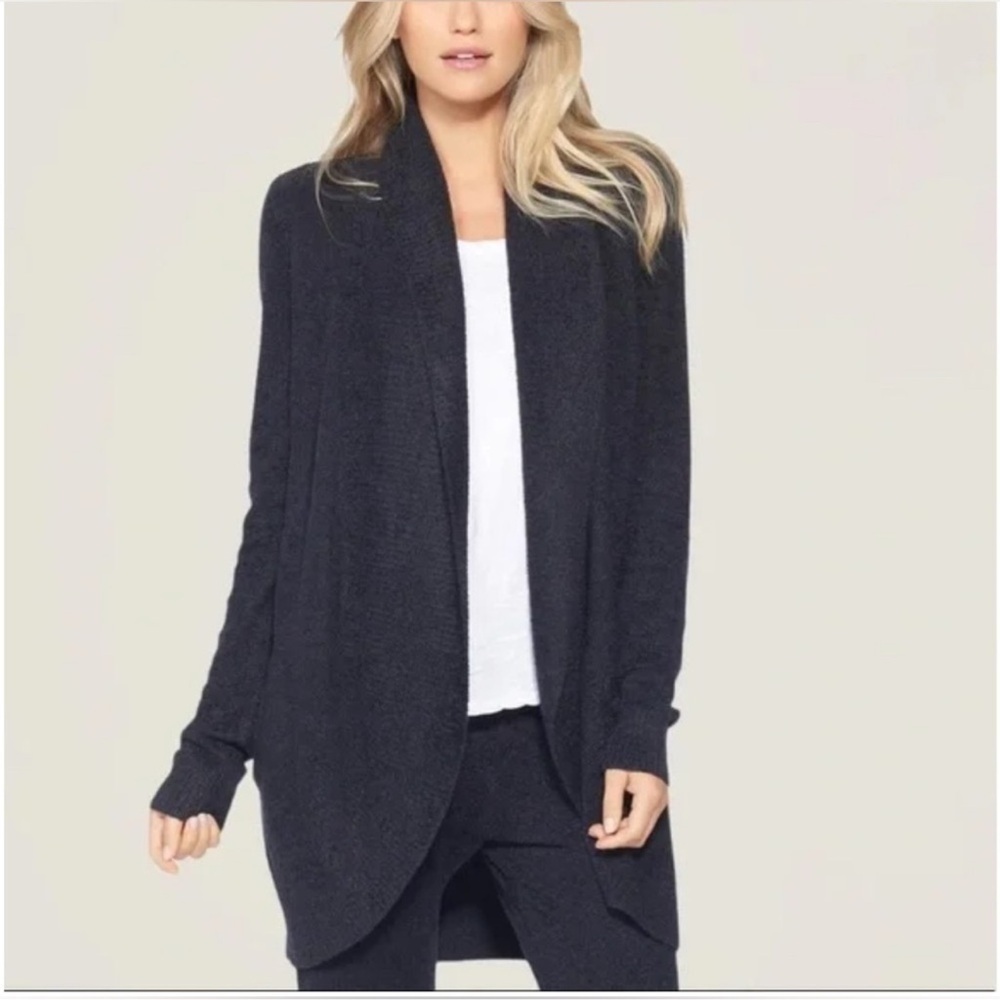 Barefoot Dreams Cozy Chic Lite Charcoal Gray Cardigan Sweater